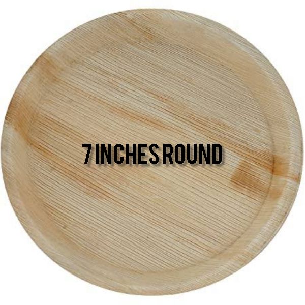 7 Inch Round Areca Leaf Plate, for Serving Food, Feature : Biodegradable, Disposable