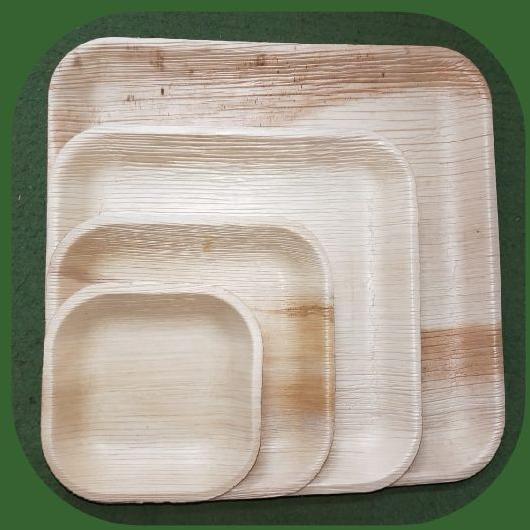 Square Disposable Areca Leaf Plate, for Serving Food, Feature : Biodegradable