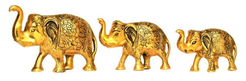 Polished Brass Elephant, For Interior Decor, Pattern : Carved