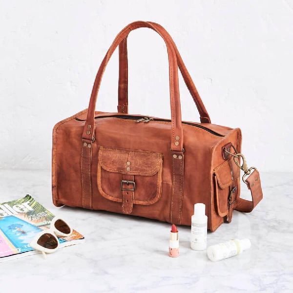 4 Edges Handcrafted 26&amp;Prime; Duffle Leather Bag