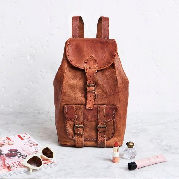 Handcrafted 18&amp;Prime; Large Leather Backpack