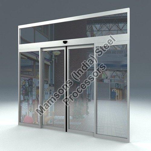 Rectangular Polished Glass Automatic Sliding Door, for Hotel, Office, Color : Transparent