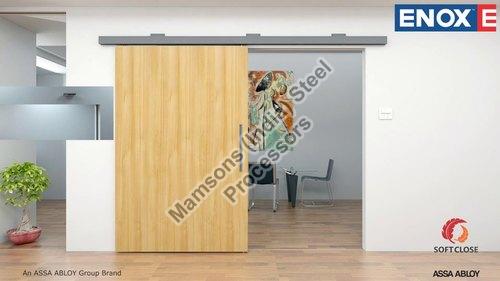 Rectangular Polished Wooden Sliding Door, for Hotel, Office, Color : Brownish, Grey