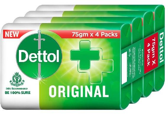 Dettol Original Germ Protection Bathing Soap bar, 75gm (Pack of 4)
