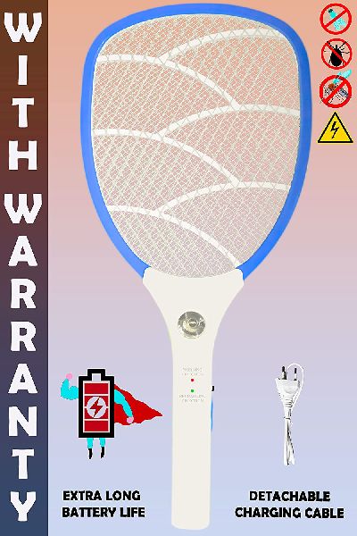 Weird Wolf Wide Range Rechargeable Mosquito Bat Racket with Warranty(Multicolour)