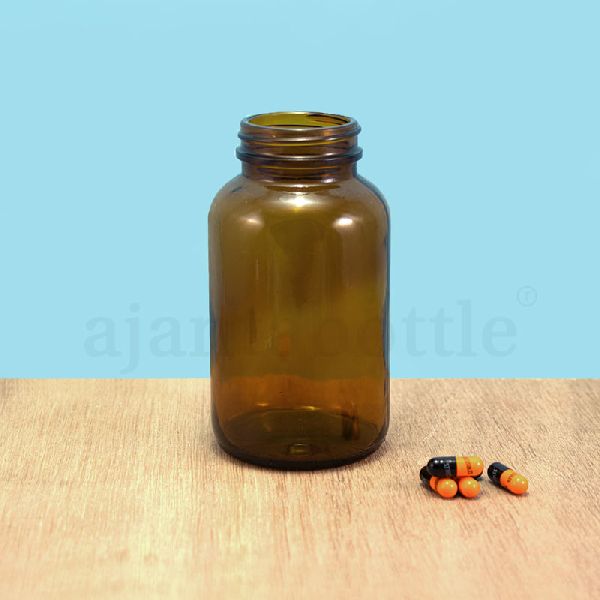 Round Amber Capsule Glass Bottle