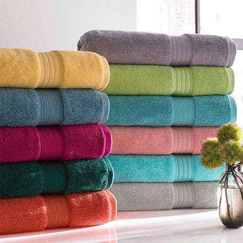 Rectangle Cotton Bath Towels, for Home, Hotel, Size : Standard