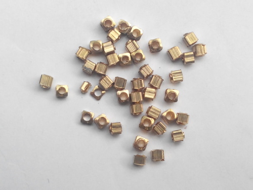 Sharp Square Brass Bead, Color : Golden