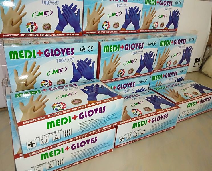 Medi+ Rubber latex examination gloves, for Hospital