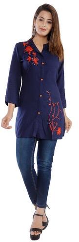 Cotton Embroidered Short Kurtis, Packaging Type : Packet