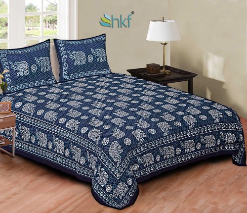 Cotton Indigo Printed Bedsheet, for Home, Hotel, Lodge, Picnic, Feature : Anti Wrinkle, Anti-Shrink