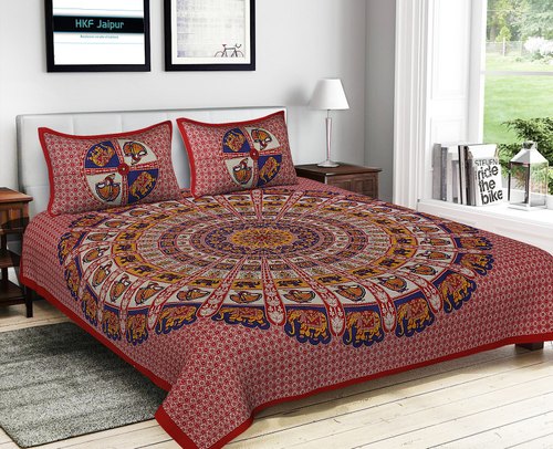Cotton Mandala Printed Double Bedsheet, for Home, Lodge, Picnic, Salon, Feature : Anti Wrinkle, Anti-Shrink