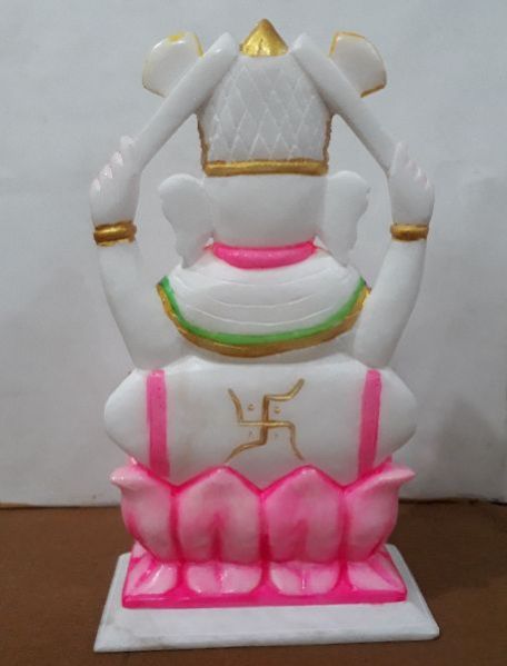 Multicolor White Marble Ganesh Ji Statue