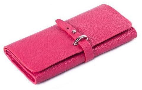 Leather Plain Stylish Ladies Wallet, Color : Pink