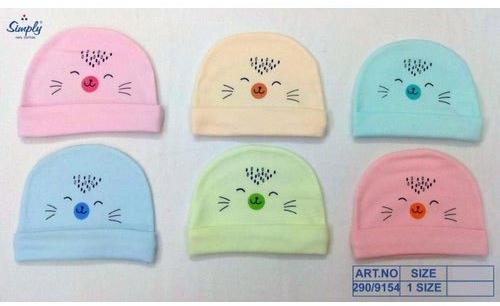 Simply Printed Baby Cotton Cap, Color : Pink, Green, Blue, etc