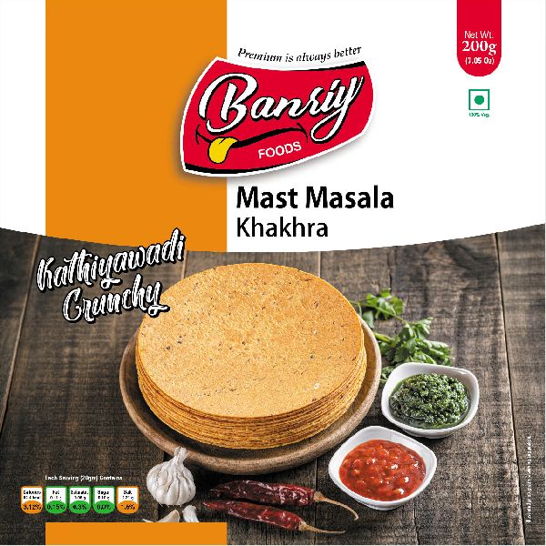 Black Gram Roasted Banriy Foods Masala Khakhra, Feature : Delicious Taste, Easy To Digest, Non Harmful