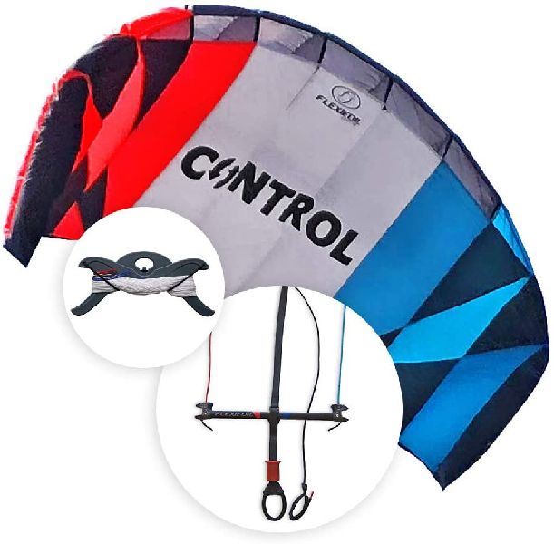 FLEXIFOIL Kitesurf Trainer Kite with Bar | Kitesurfing 2.6m Control Training Kite | Kids & Adult Kit