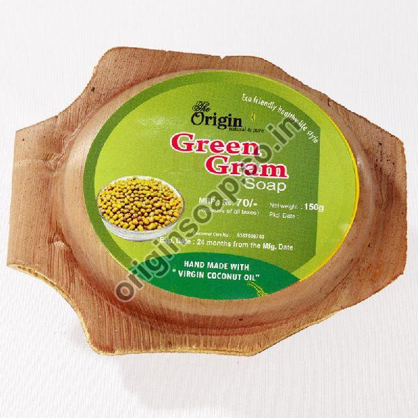 Origin Green Gram Bath Soap, Packaging Type : Arecanut Leaf Pack