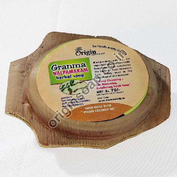 The Origin Granma Nalpamaram Herbal Soap, Packaging Type : Arecanut Leaf Pack