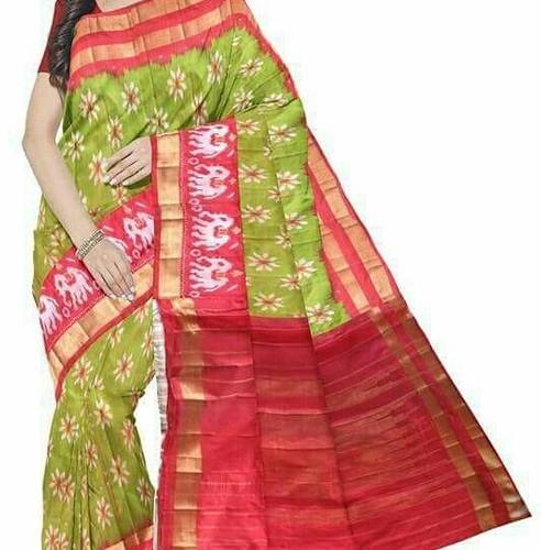 Printed Cotton ikkat saree, Saree Length : 6.3 m (with blouse piece)