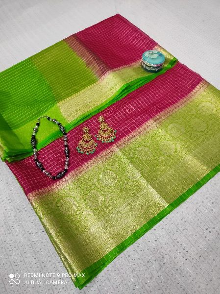 Unstitched K2 Kanjeevaram Silk Saree, for Dry Cleaning, Occasion : Bridal Wear, Festival Wear, Party Wear