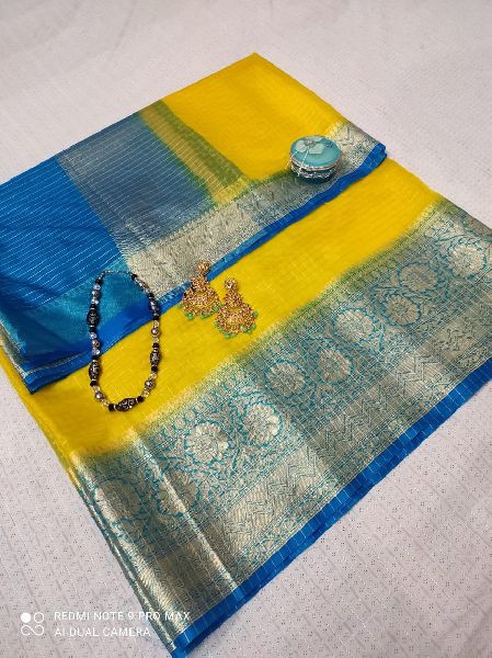 Unstitched K7 Kanjeevaram Silk Saree, Technics : Embroidery Work