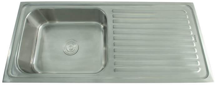 45x20 Inch Dura Single Bowl Kitchen Sink With Drain Board