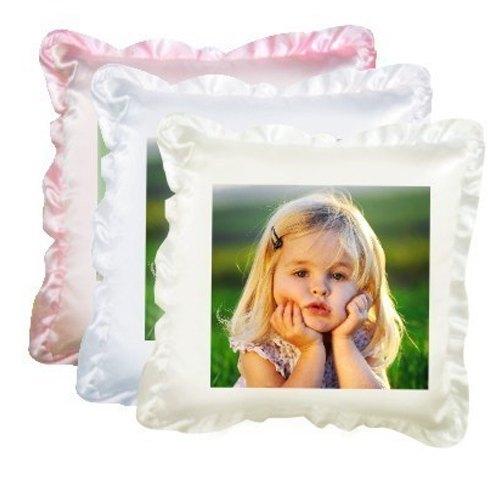 Plain Frill Sublimation Satin Cushion, Size : 16X16 inch