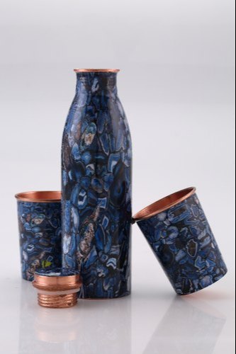 Printed 3 Pcs Copper Bottle and Glass Set