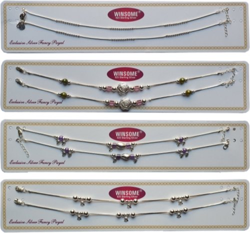 Fancy silver anklets sale designs