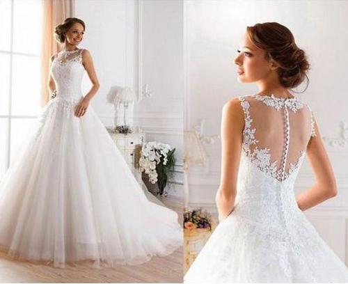 Eve's Embroidery Net Christian Wedding Gowns, Sleeve Type : Sleeveless