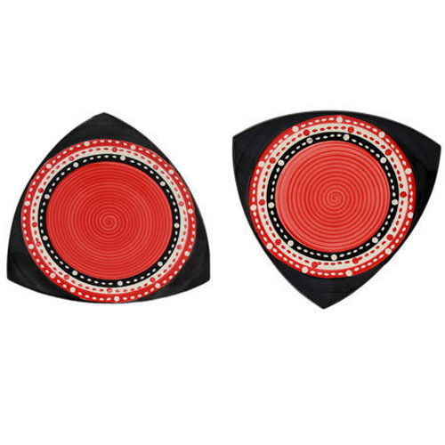 Stonish Ceramic/Stoneware Stoneware Snack Plate, Color : Red Black