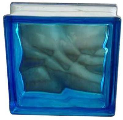 Blue Cloudy Glass Block