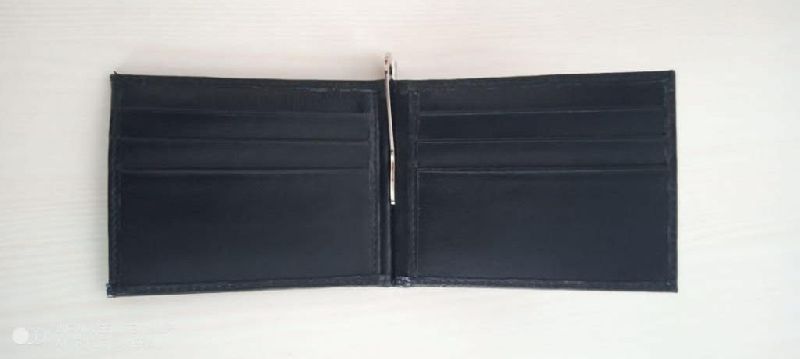 Money clip wallet buff leather finish, Color : Black