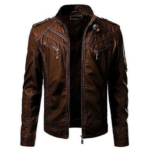 Plain Mens Stylish Leather Jacket, Occasion : Casual Wear, Party Wear