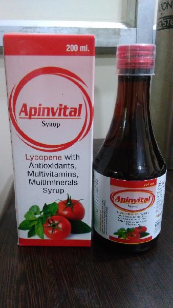 Apinvital Multivitamin Syrup, For Health Supplements, Form : Liquid