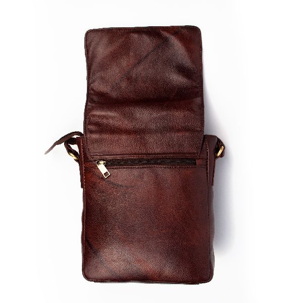 Leather Unisex Brown Sling Bag, For Corporate Gifts, Promotional Gifts, Gift, Length : 11 Inch