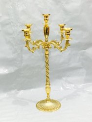 Brass 5 Arm Candelabra, Color : Golden