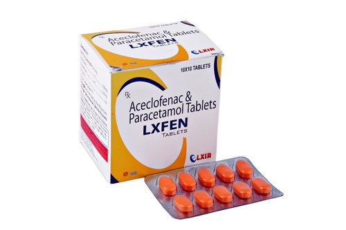 Lxfen Aceclofenac and Paracetamol Tablets, Packaging Type : Box