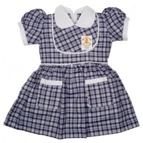 Chackered Cotton School Frock, Color : Multi Color