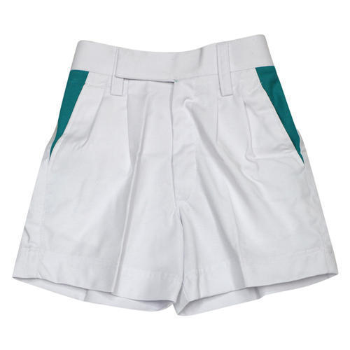 Plain Cotton White School Shorts, Technics : Machine Made