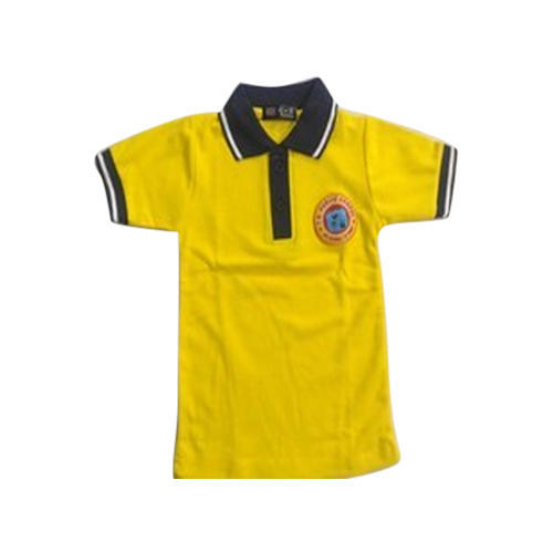 Plain Cotton Yellow School T-Shirt, Gender : Boys, Girls