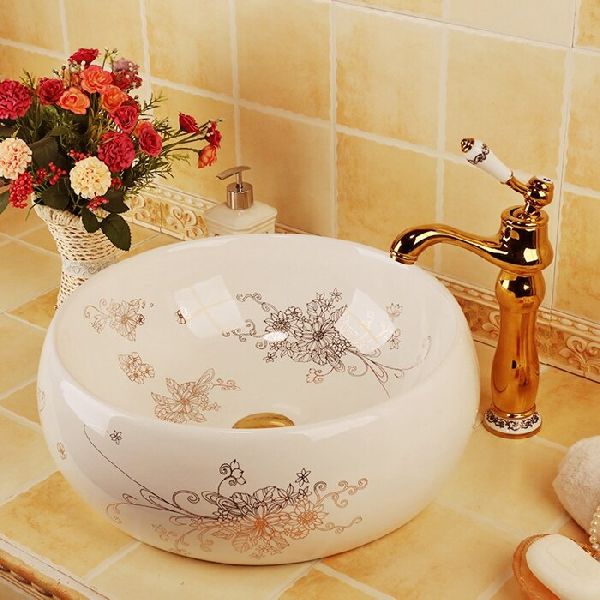 Ceramic Decorative Table Top Basin, for Home, Hotel, Office, Feature : Fine Finishing, High Quality