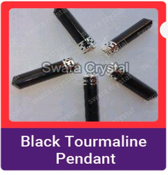 Swara Crystal Polished Black Tourmaline Pencil Pendant, for Astrological, Home, Size : 30-45mm