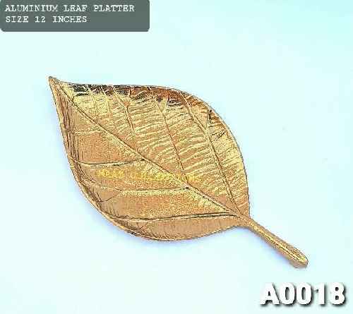 Aluminium Leaf Platter, Color : Gold