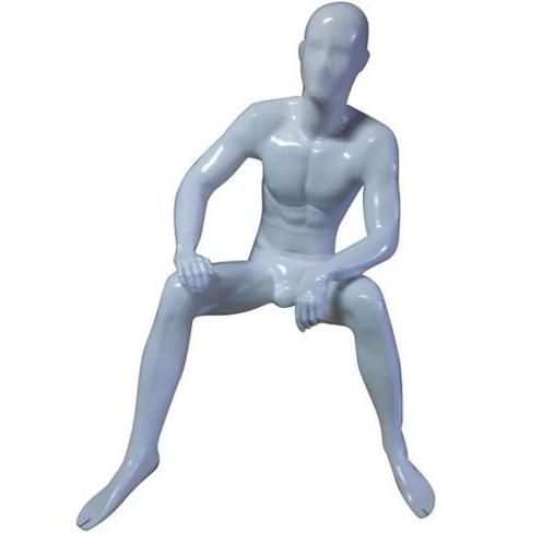 Fiberglass Male Sitting Mannequins, Color : White
