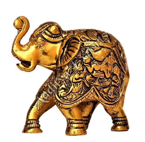 Polished Brass Carved Elephant, Color : Golden