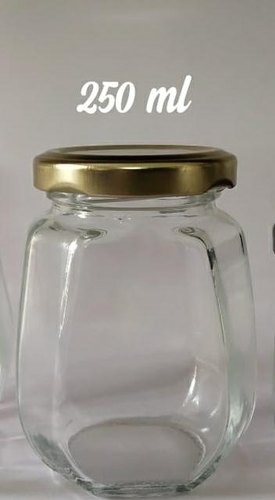 250 ml Glass Octagonal Jar, for Packaging, Size : Standard