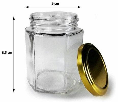 400 ml Glass Hexagonal Jar, for Packaging, Size : Standard