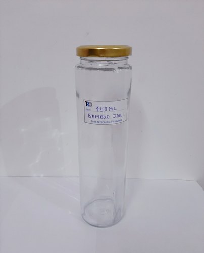 Round 450 ml Glass Bamboo Jar, for Packaging, Size : Standard